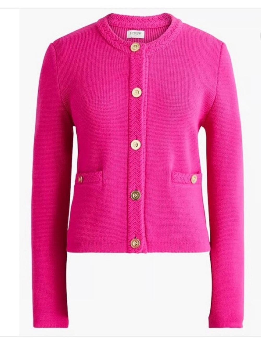 J.Crew Fuschia Pink Lady Jacket Cardigan Sweater 100% Cotton